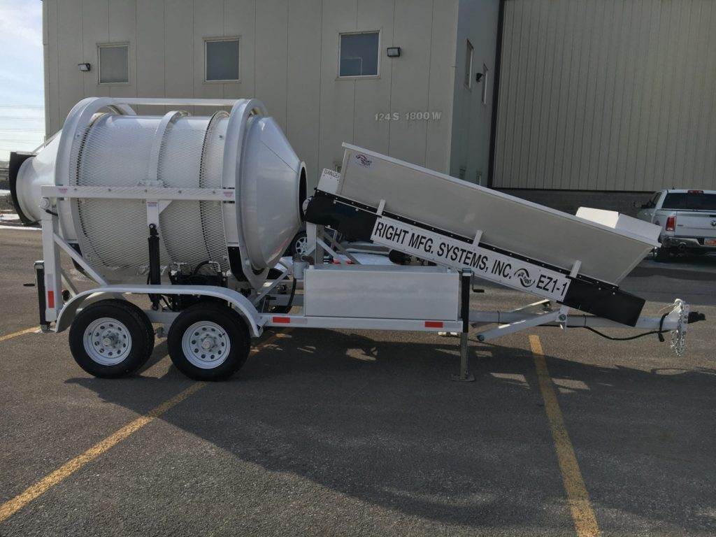 Portable Concrete Mixer Batching Plant 1 1/5 Cubic Yards Mix Right EZ 1-1 Right Side at Right Manufacturing Systems Inc.