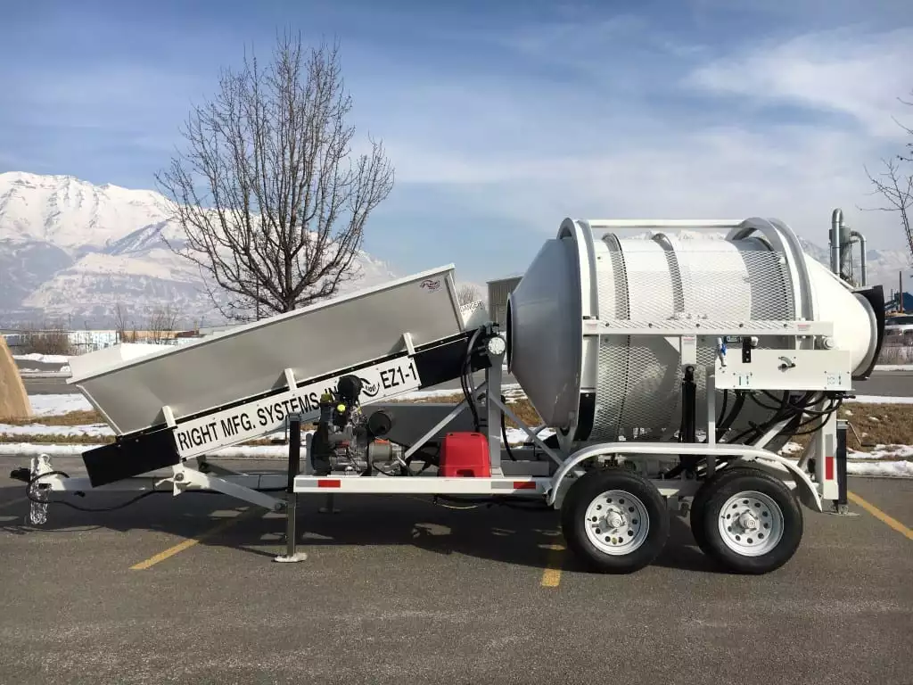 Portable Concrete Mixer Batching Plant 1 1/5 Cubic Yards Mix Right EZ 1-1 Left Side at Right Manufacturing Systems Inc.