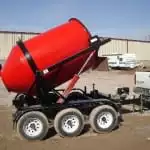 Portable Concrete Mixer 3 Cubic Yards with Custom Red Paint Mix Right 2DH-3 at Right Manufacturing Systems Inc.