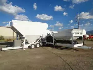 Custom Portable Concrete Mixer Batching Plant Mix Right EZ 4-10-2 & Portable Cement Silo 35 Ton 7SL-80 at Right Manufacturing Systems Inc.