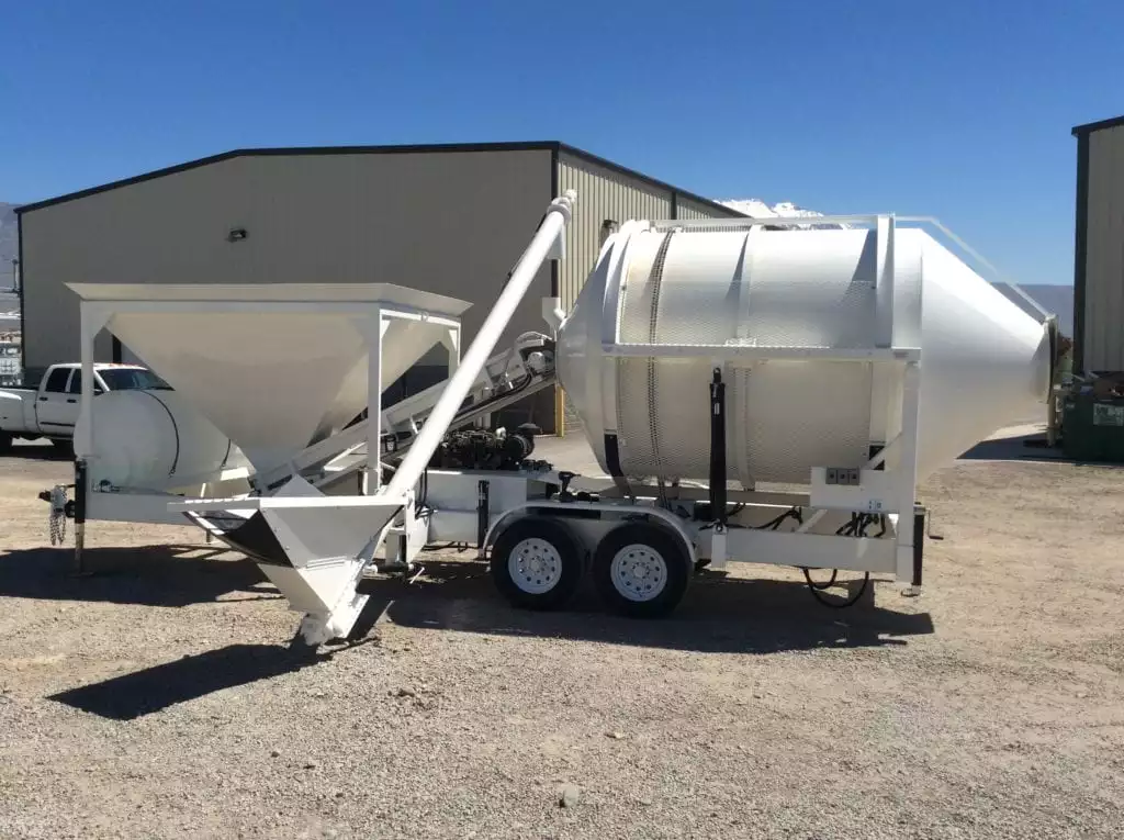 Portable Concrete Mixer Batching Plant 4 Cubic Yards Mix Right EZ4-5 with Side Auger at Right Manufacturing Systems Inc.